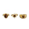 European and American retro tiger's eye stone open ring set, women's gold light luxury stacked index finger ring, niche design ring