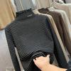 Women's Velvet Half-turtleneck, Striped Long-sleeved Undershirt, Autumn and Winter, Fungus Edge, Wear Outside
