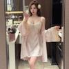 New Jacquard Sexy Suspender Chest Pad Ice Silk Pajamas Women's French Light Luxury New Pure Desire Wind Lace Pajamas