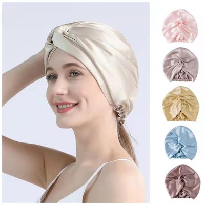 100 Turbanhauben aus Maulbeerseide für Damen, gedrehte Schlafmütze, 19 Momme, Haarwickelmütze aus reiner Seide für lockiges Damen-Kopftuch