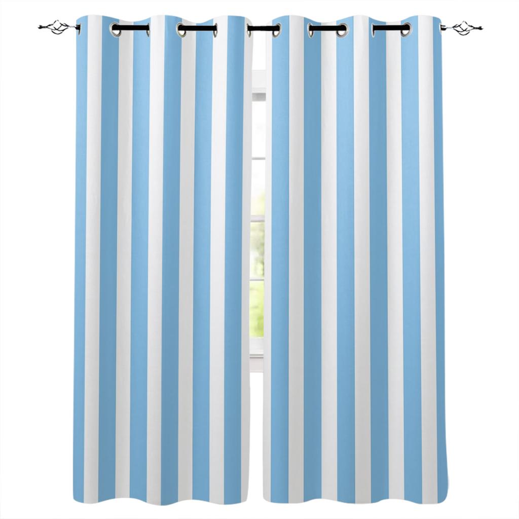 Blue White Stripes Blackout Curtains For Living Room Window Curtains For Bedroom Kitchen Curtains Drapes Blinds