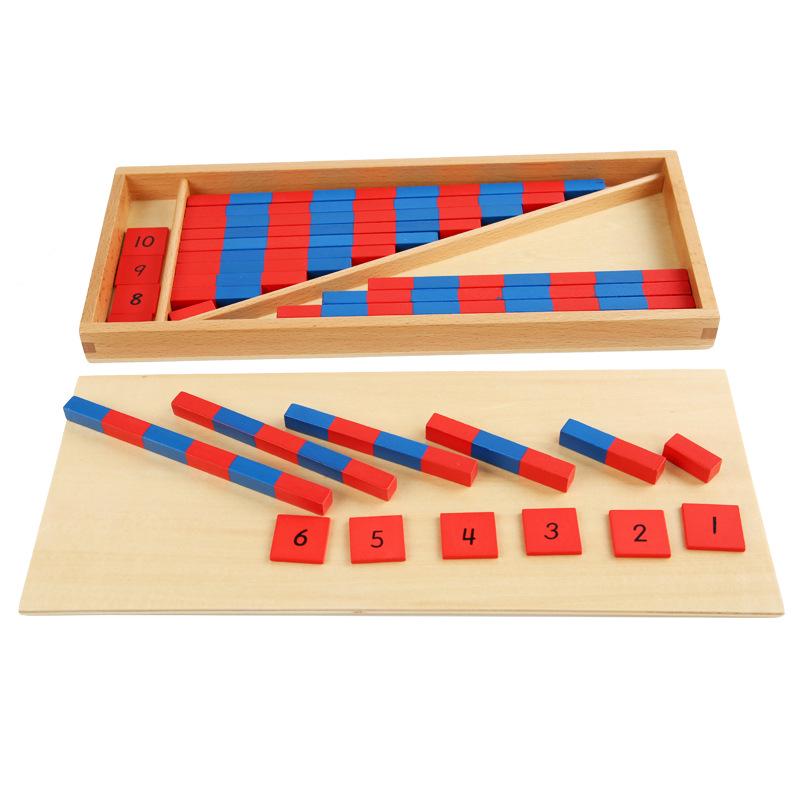 

Montessori Wooden Arithmetic Teaching Aids: Red & Blue Decimal Rods for Early Math Education