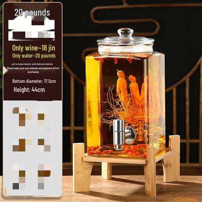 ZISIZ Glass Wine Jar with Spigot and Stand