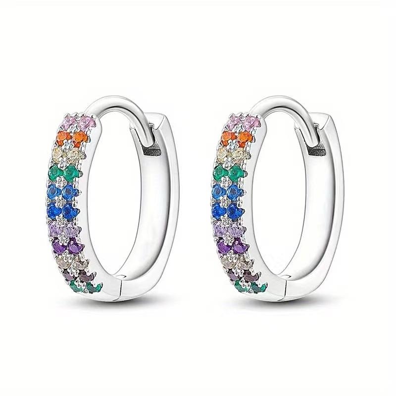 Simple Fashion Women's Earrings Geometric Color Inlaid with Zircon Personalized Trend Niche Light Luxury High-end Trend Party