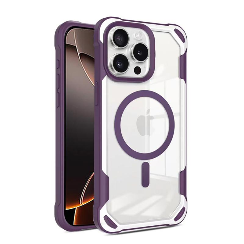 Stoßfeste transparente Handyhüllen mit Armor-Bumper für iPhone 16 15 14 13 12 11 Pro Max 16 Plus Hülle für Magsafe kabellose Ladeabdeckung