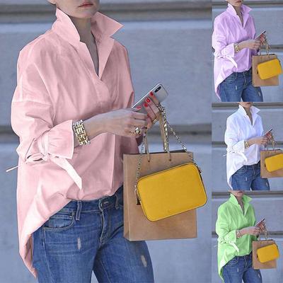 Frühling und Sommer langärmeliges Damenhemd europäische und amerikanische Straßenmode für Damen lockere einfarbige Übergrößenhemden für Damen