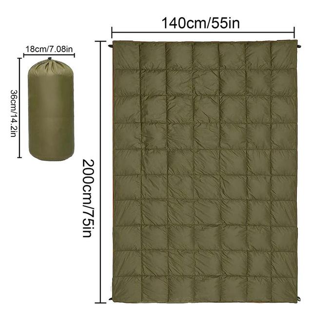 

Зимнее пуховое одеяло для кемпинга в помещении и на открытом воздухе, походное одеяло, компактное одеяло для кемпинга, портативное термопуховое одеяло для путешествий, пешего туризма армия зеленый