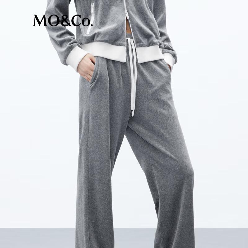 MO&Co. Velour-Feel High-Waist Straight Leg Sweatpants