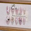Handmade Long Press-On Nails With Pink Mermaid Tail Design Full Cover False Women Girls