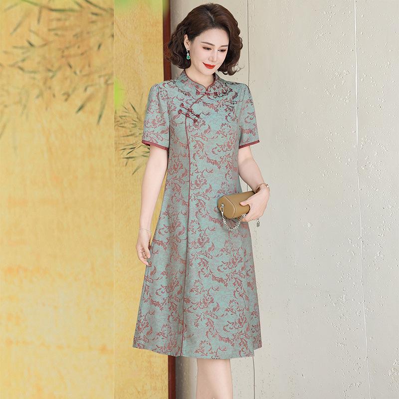 

Elegant Summer Midi Dress - 2026 Style for Middle-Aged & Seniors 4XL [Recommended: 130-145 kg] зелений