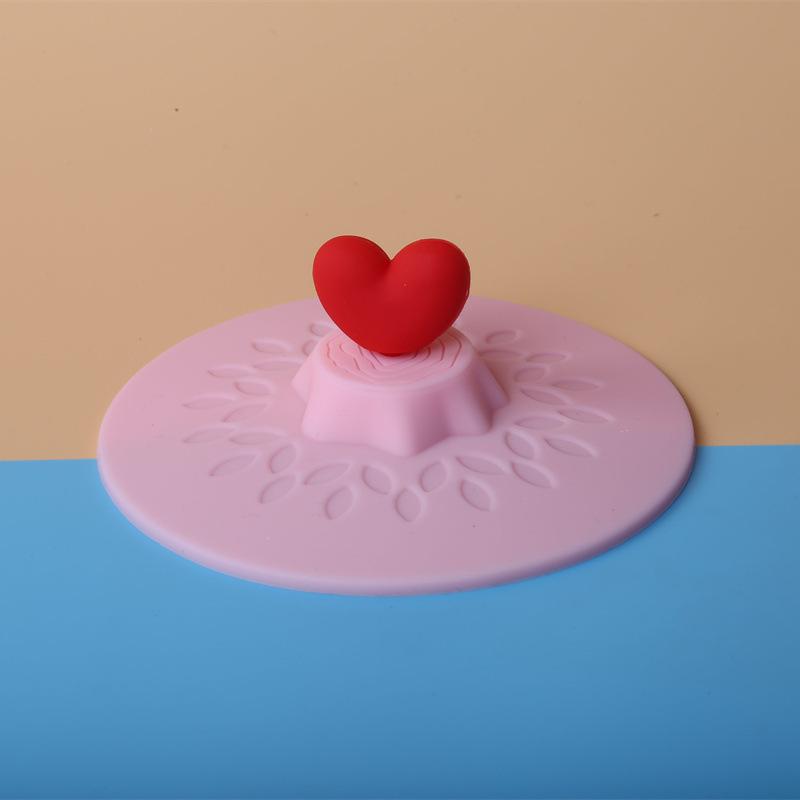 Food-grade Silicone Cup Lid Tree Stump, Red Drop-glued Heart, Various Silicone Cup Lids for Mugs, Dust-proof Home Items