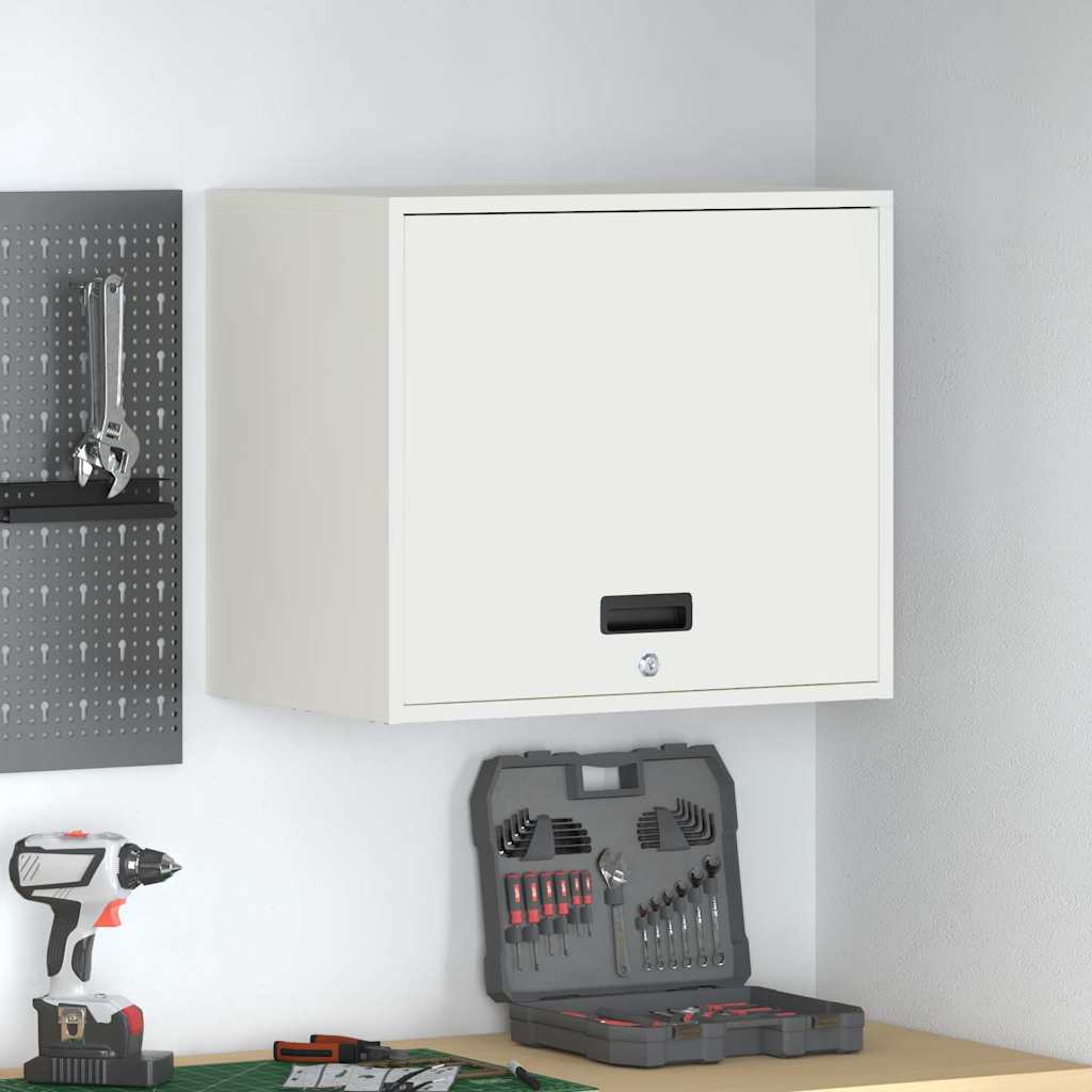 Wall Mounted Garage Cabinet with Gas Strut Door White