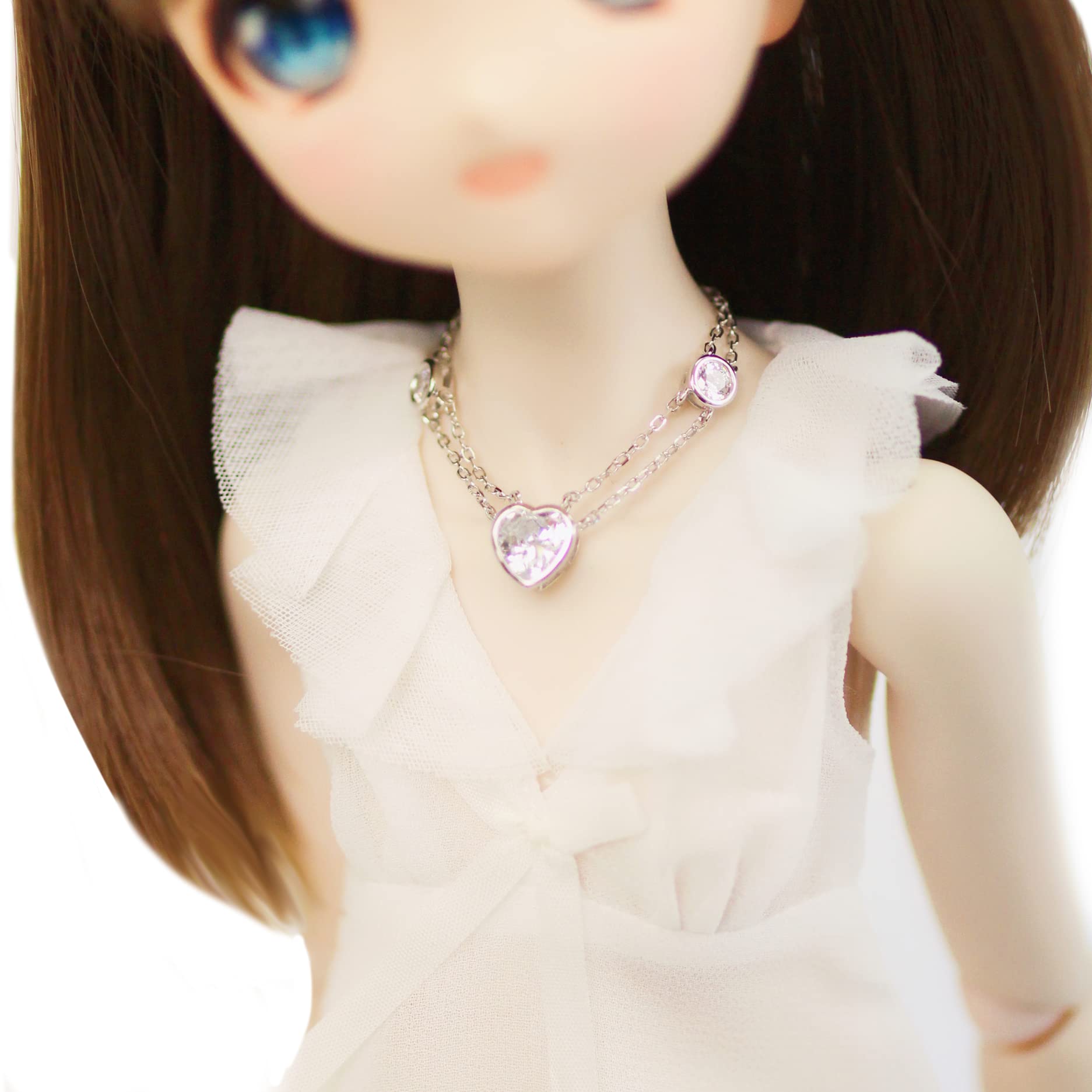 

MDD compatible double chain necklace clear silver 925 for 40cm dolls BJD dolls [Petite Marie] 1/3 heart-shaped [Petite Marie] [No.0142]