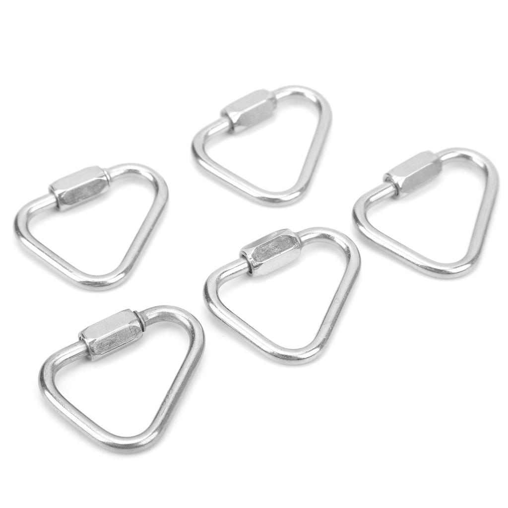5pcs   Locking Carabiner Stainless Steel Portable Easy to Carry Carabiner for Camping Hiking