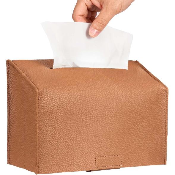 Livelab Paper Towels Cover Compatible with Kleenex Disposable Paper Hand Towels, PU Leather Tissue Box Holder Dispenser for Tabletop, Bathroom, Car,