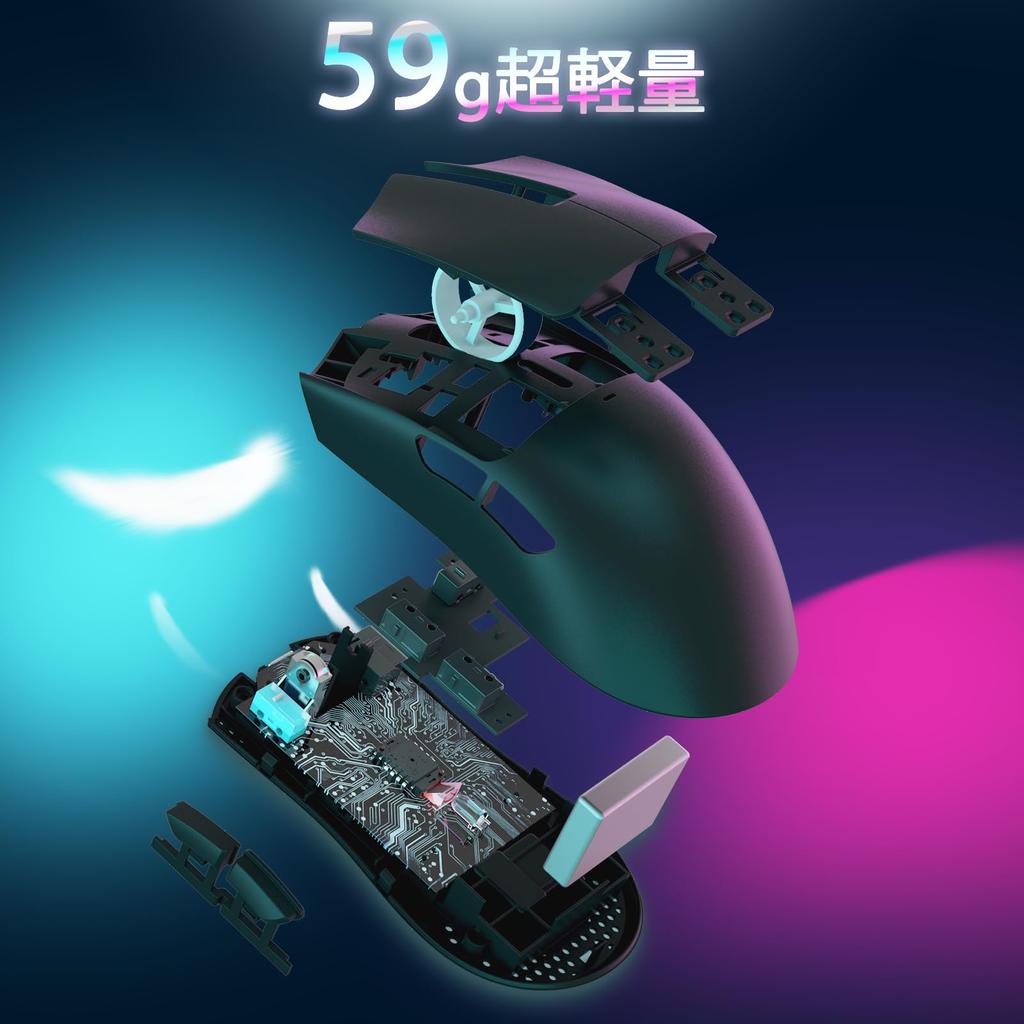 MAMBASNAKE X ATTACK SHARK X11 Gaming RGB Magnetic Charging Dual Bluetooth DPI PAW3311 HUANO Broadcom Ergonomic Black Ultra-Lightweight Mouse, 60g,