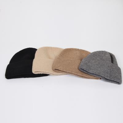 Wool Hat Women's Autumn and Winter Simple Solid Color Warm Hemming Thickened Pullover Cold Hat Men's Knitted Hat