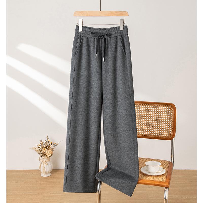2025 Puyuan Autumn/Winter Merino Wool Blend Slimming Straight Leg Pants with Lace for Women