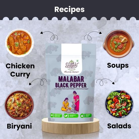 Saatyaki Naturals Orangic Black Pepper -800gm | Sabut Kali Mirch, Malabar Peppercorn, Kali Mirch, Black Peppercorns| Non-GMO, Gluten Free