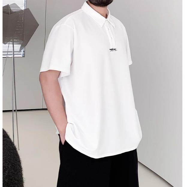 Premium Sense of Fashion Versatile Wicking Soft Quality Breathable Men's Loose Polo Shirt Wrinkle Casual Sports Short-sleeved Neck Shirt