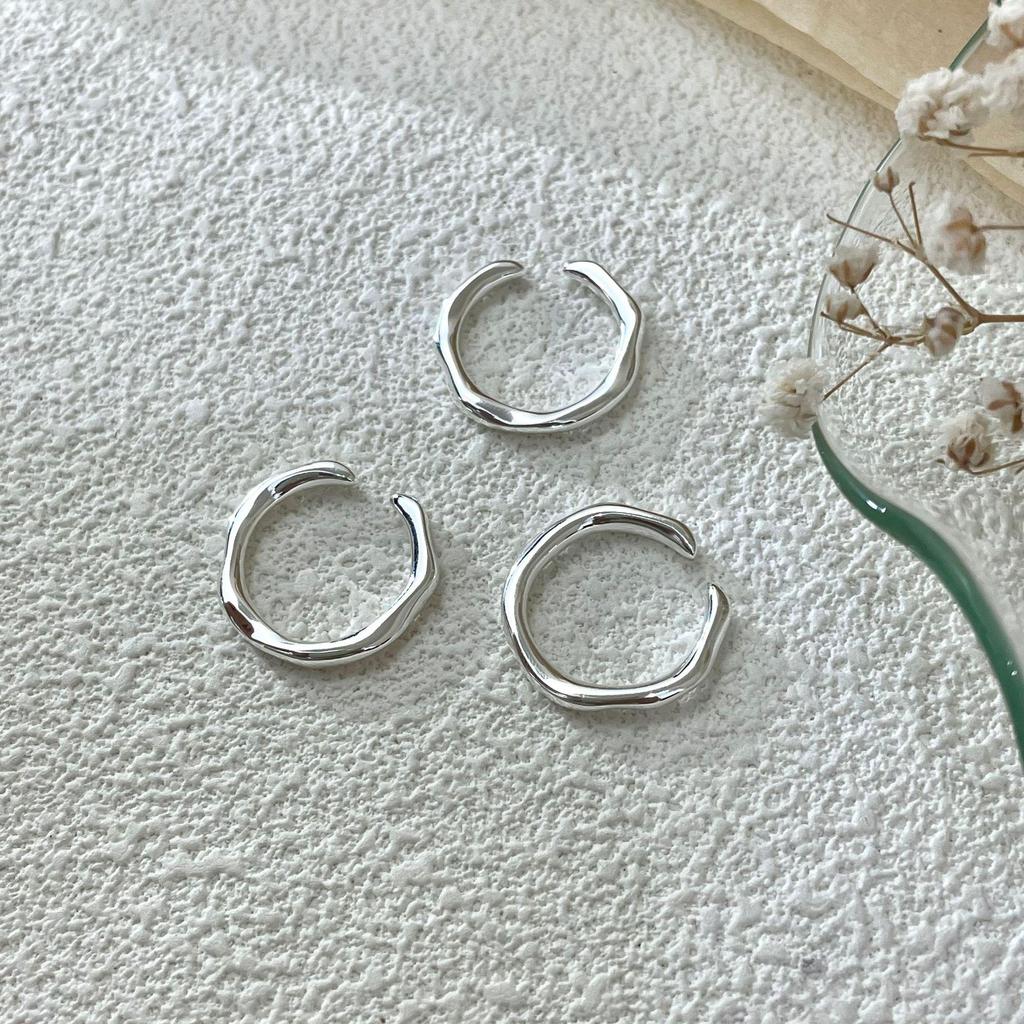 Su Chuang S925 Sterling Silver Irregular Band Ring, Unisex Niche Design, Cool Style Index Finger Ring.