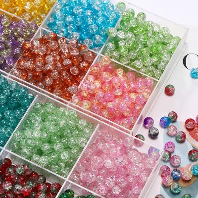 20-50 pièces/lot Couleur Sombre Transparentes Perles en Verre Fissuré Rondes Perles d'Écartement pour Bracelet DIY Fabrication de Bijoux Accessoires