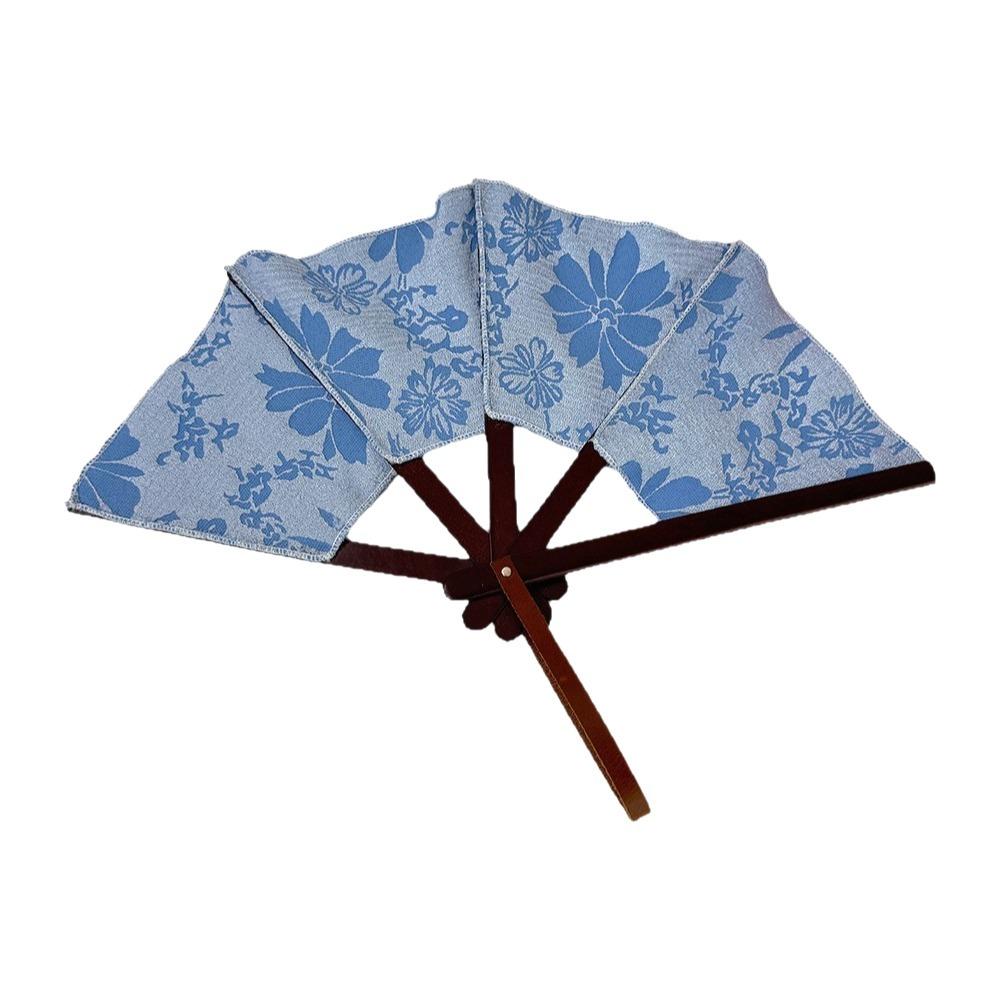 

Embroidered Spanish Folding Fan Vintage Hand Cranked Fan Cloth Fan Handmade Fan Photography Style A