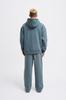 Męska Bluza Oversize Basic z Kapturem - Niebieski Dym
