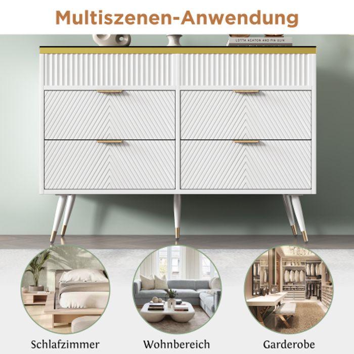 Commode - MUVOE - Verre Ambré - 6 Tiroirs - 120x40x76 Cm - Design Contemporain