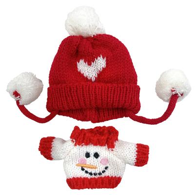 Christmas Sweater & Knit Hat Set for 10cm Snowman Plush Toy, Kigurumi, Accessories, Otaku, Doll, Mascot, Kpopdoll, Costume [Used]