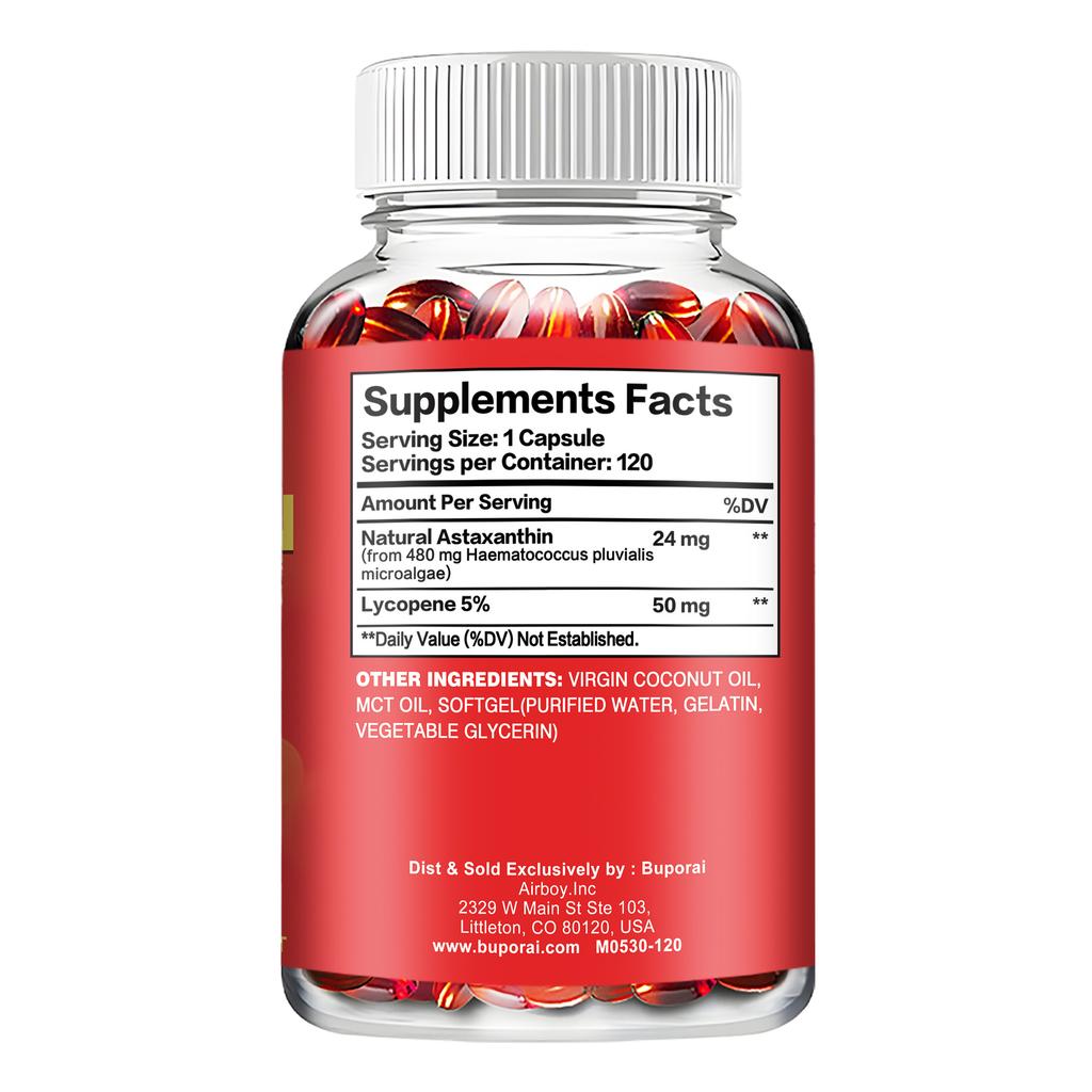 Astaxanthin Capsules with Astaxanthin, Lycopene, for Natural Antioxidant Skin & Eye Health Joint & Muscle Health Energy & Immune Health