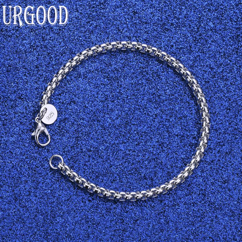 925 Sterling Silber 4mm Rundes Gitterarmband Modeschmuck