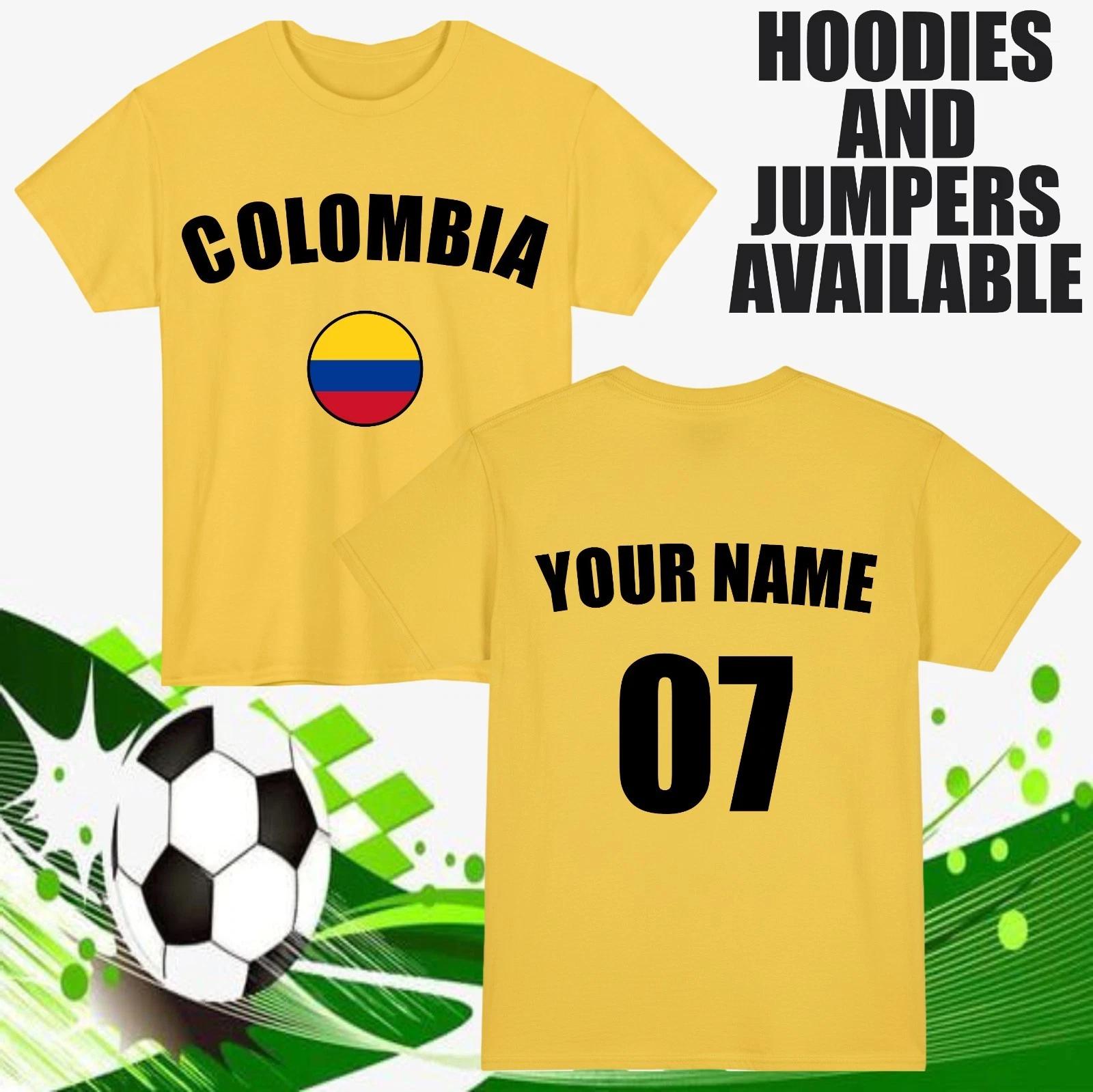 Personalised Colombia Football T-T-Shirt Customised Name & Number Sports Lover Top S