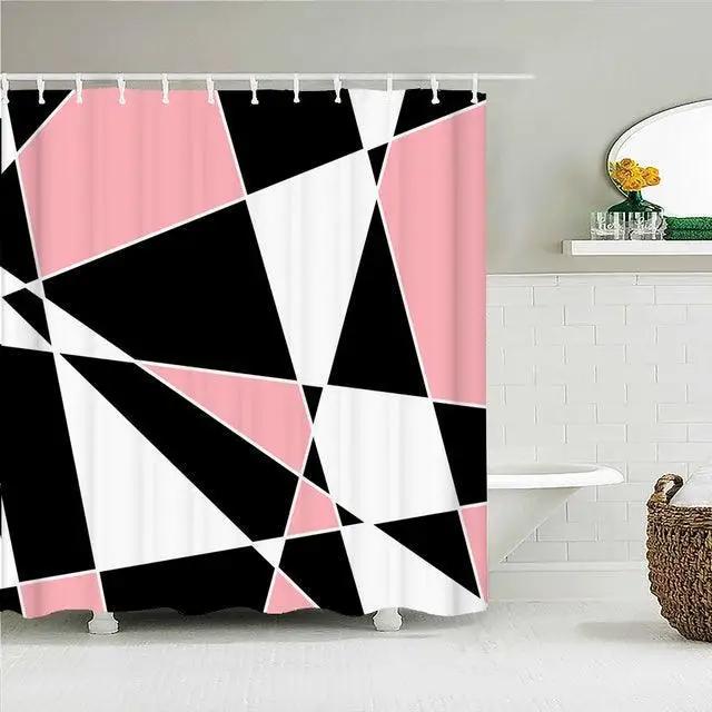 Pink and Gold Star Glitters Shower Curtain Abstract Art Modern Bathroom Curtains Geometric Pattern Bath Curtain Bathroom Decor