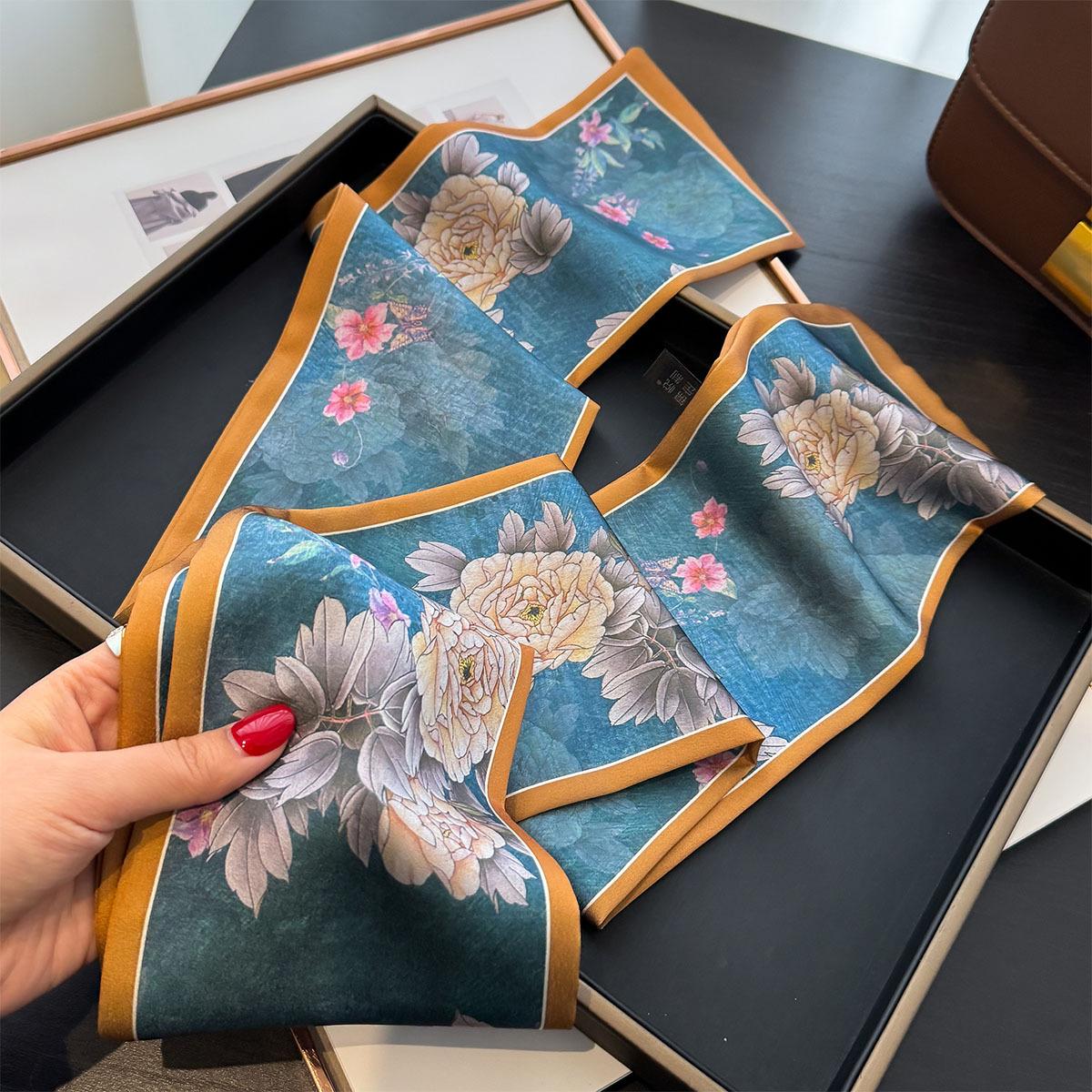 

1 шт. Модный шарф для женщин Роскошная повязка на голову Шейный платок Весна/Лето Фуляр Женские шарфы для волос Галстук на шею Узкие шарфы