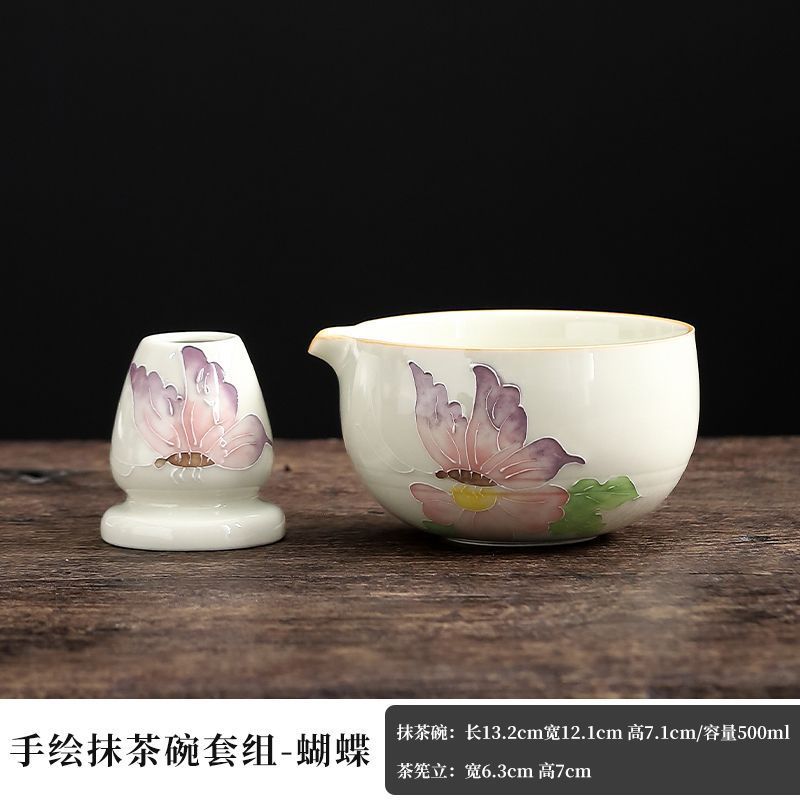 Ceramic Bamboo Japanese Matcha Tea Set Making Set with Bowls Whisk&Holder Teaspoon Tea Ceremony Accessories Matcha Giftbox