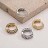 Inlaid Zircon Double Row Circle Hoop Earrings Hip Hop Style Fashion Women's Hoop Earrings Inlaid with Colored Zircon