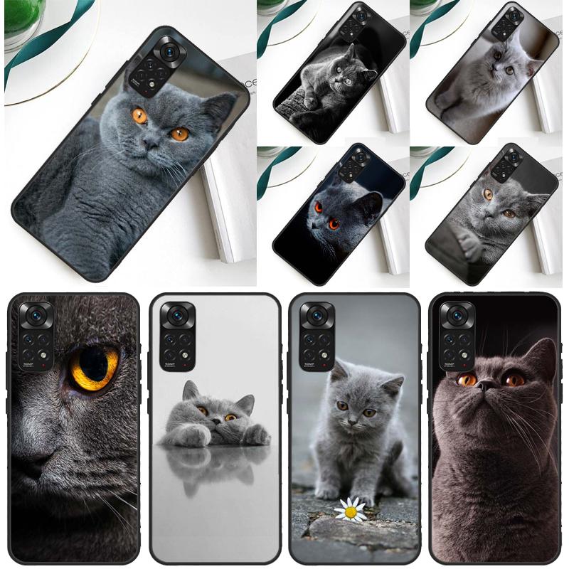 Beautiful Grey British Shorthair Cat Case For Xiaomi Redmi Note 13 Pro 14 12 9 10 11 Pro 10S 11S 12S Redmi 10C 13C 14C 12C Cover