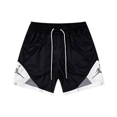 Logo-Aufdruck Schnürung Atmungsaktiv Mittlere Taille Basketballshorts Herren Unterteile Schwarz CV3086-011