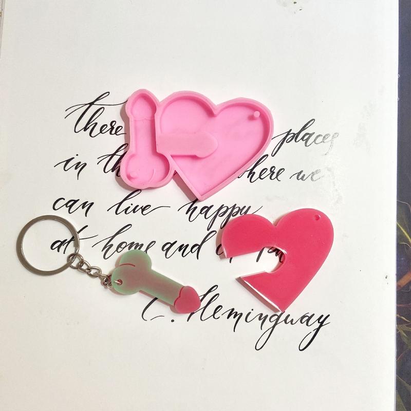 DIY Love for Brother Combination Mold Mirror Silicone Mold Keychain Pendant Jewelry Crafting Mould for Valentine's Day G