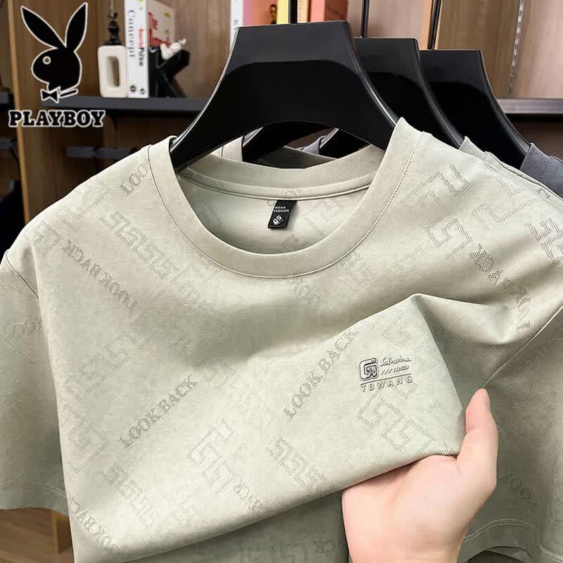 PLAYBOY Men's Ice Silk Short Sleeve Printed T-Shirt