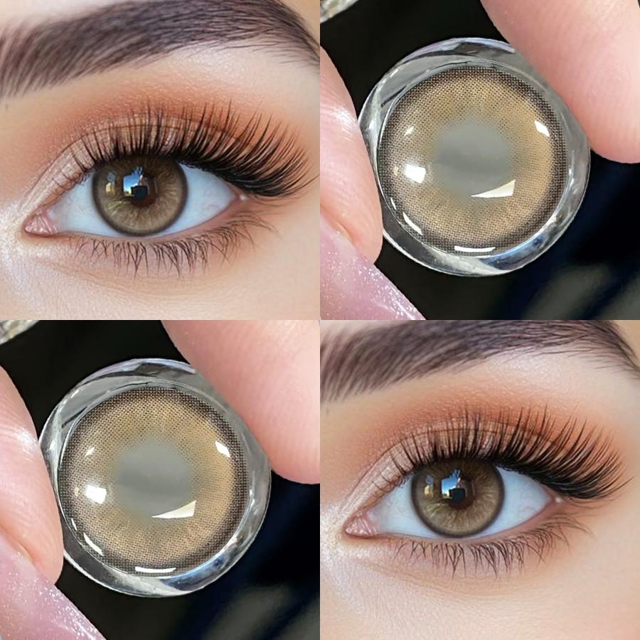 Freshlady 1 Pair 2pc 14.0mm Yearly Disposable Colored Contact Lenses, Soft 40% Water Cosmetic Lens светло-коричневого