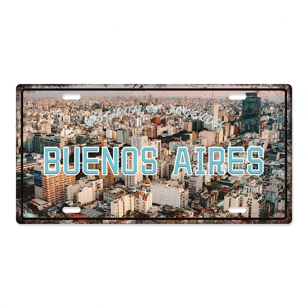 Hauptstadt Kennzeichen Metallposter Schilder Wanddeko Plakette Metall Vintage Blechschild für Restaurant Bar