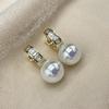 Pendientes de perlas de imitación dulces de color rosa/blanco para mujer, aretes de perlas simuladas de lujo de color dorado, joyería femenina de moda