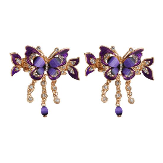 1/2 st Fjärilsformad Hårklämma med Tofskedja Anti-halk Glittrande Strass Hårklo Hårstylingverktyg Håraccessoar