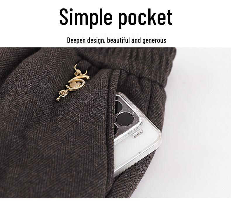 Women's Warm Plush-Lined High-Waisted Winter Pants - Casual, Loose Fit for Middle-Aged & Elderly