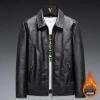Plus Size Men's Korean Style Lapel PU Leather Jacket - Autumn Collection