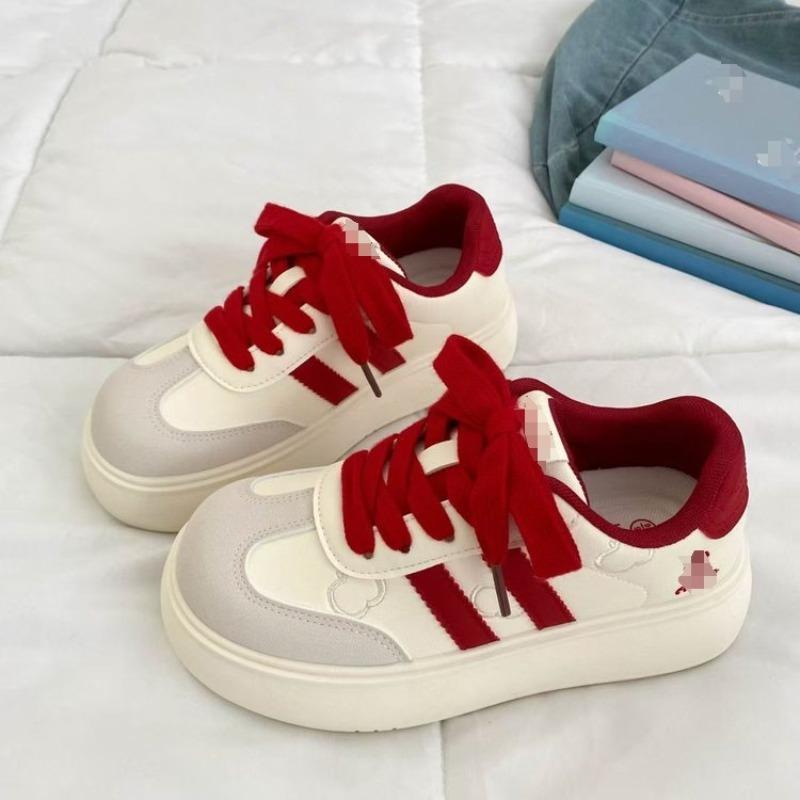 New beige platform breadboard shoes women's autumn versatile niche casual light white shoes