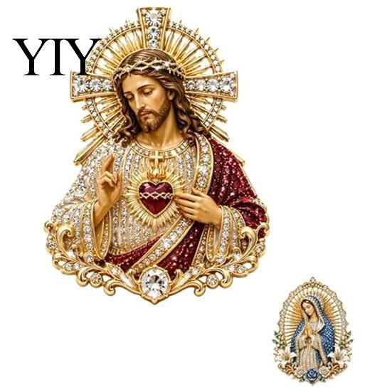 Spiritual Jewelry Sacred Heart of Jesus Brooch, Confirmation Souvenir Christian Faith Accessory with Enamel Religious Pin Pin, Catholic Lapel