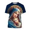 Hot Selling Virgin Mary 3D Printed T-shirt Personality Christianity Mother Of God Holy Child Tees Casual Short-sleeved T Shirt